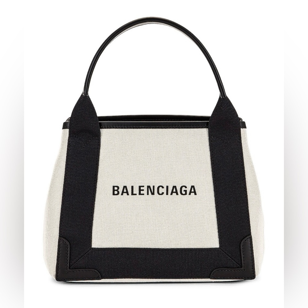 Balenciaga Black and White Cabas Tote Bag